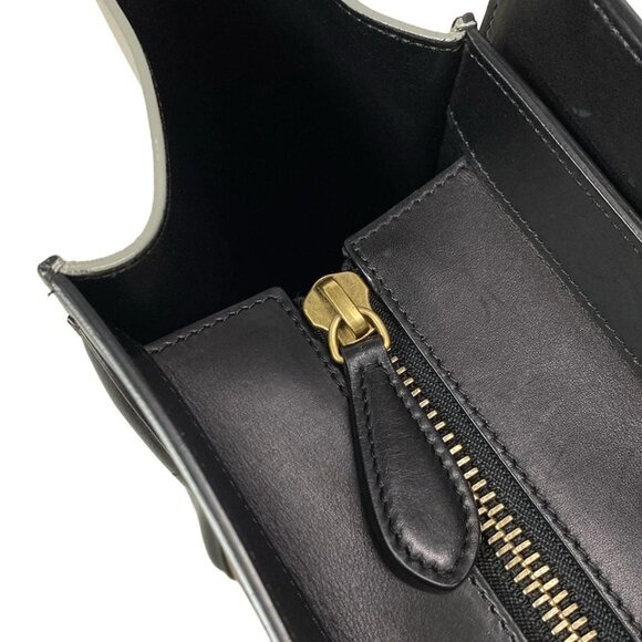 CELINE Luggage Mini Shopper - Black Brown Light gray Leather Handbag 925-070125 - Picture 9 of 14